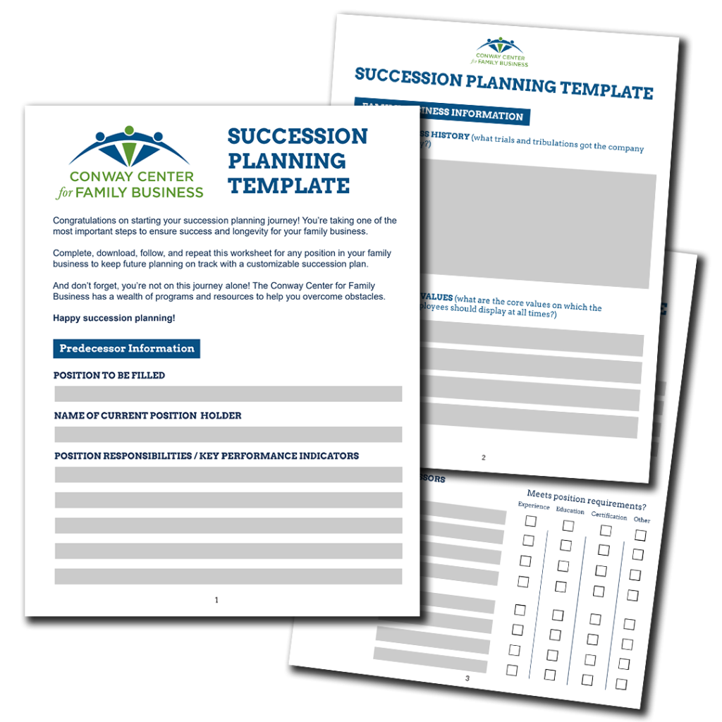 cover pages showing succession planning template